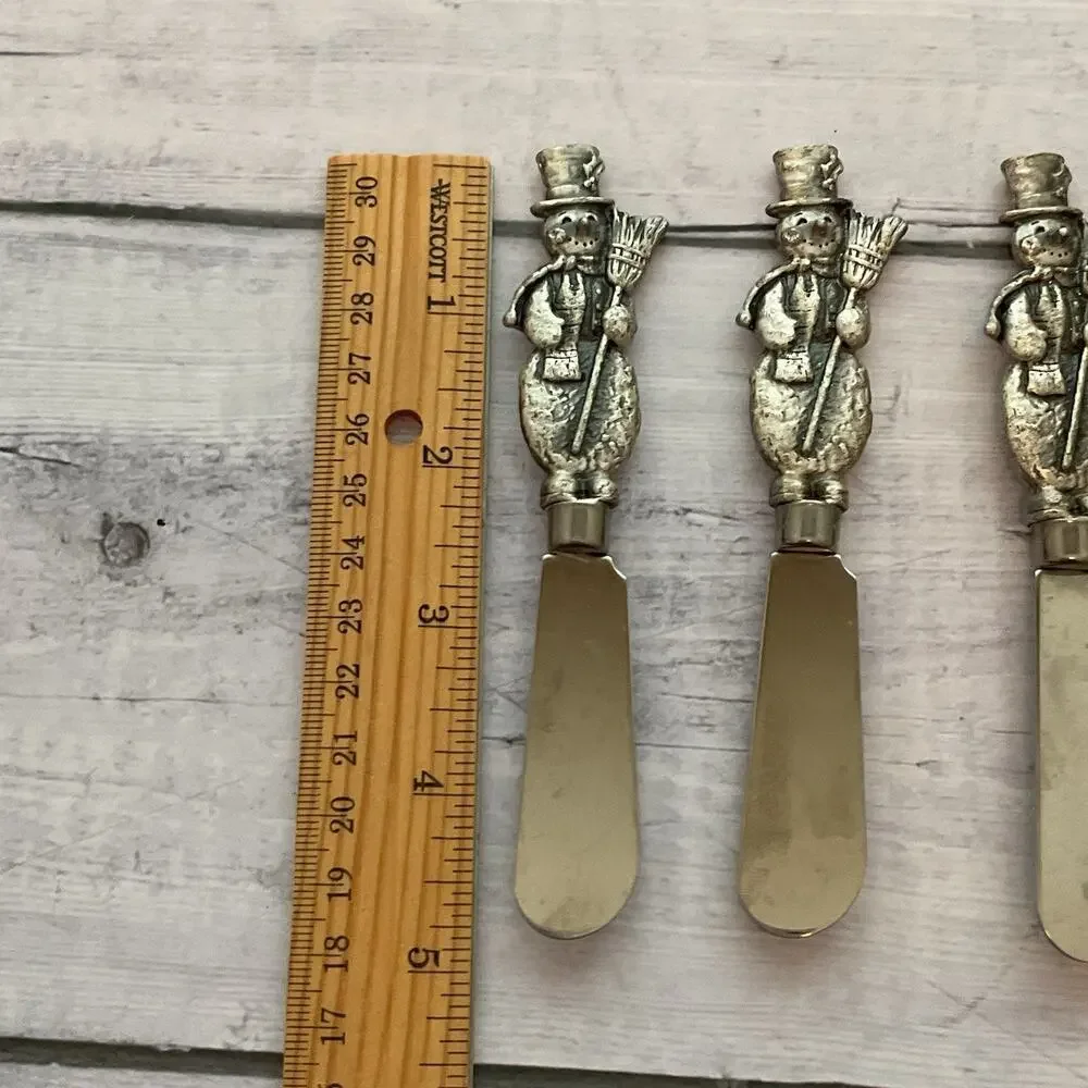 Ganz Snowman Butter Appetizer Cheese‎ Spreader Knife Set Of 4 Christmas Winter